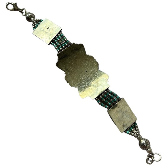 NEW Handmade Tibetan Silver with Genuine Coral & Turquoise Bracelet. - Picture 7 of 9